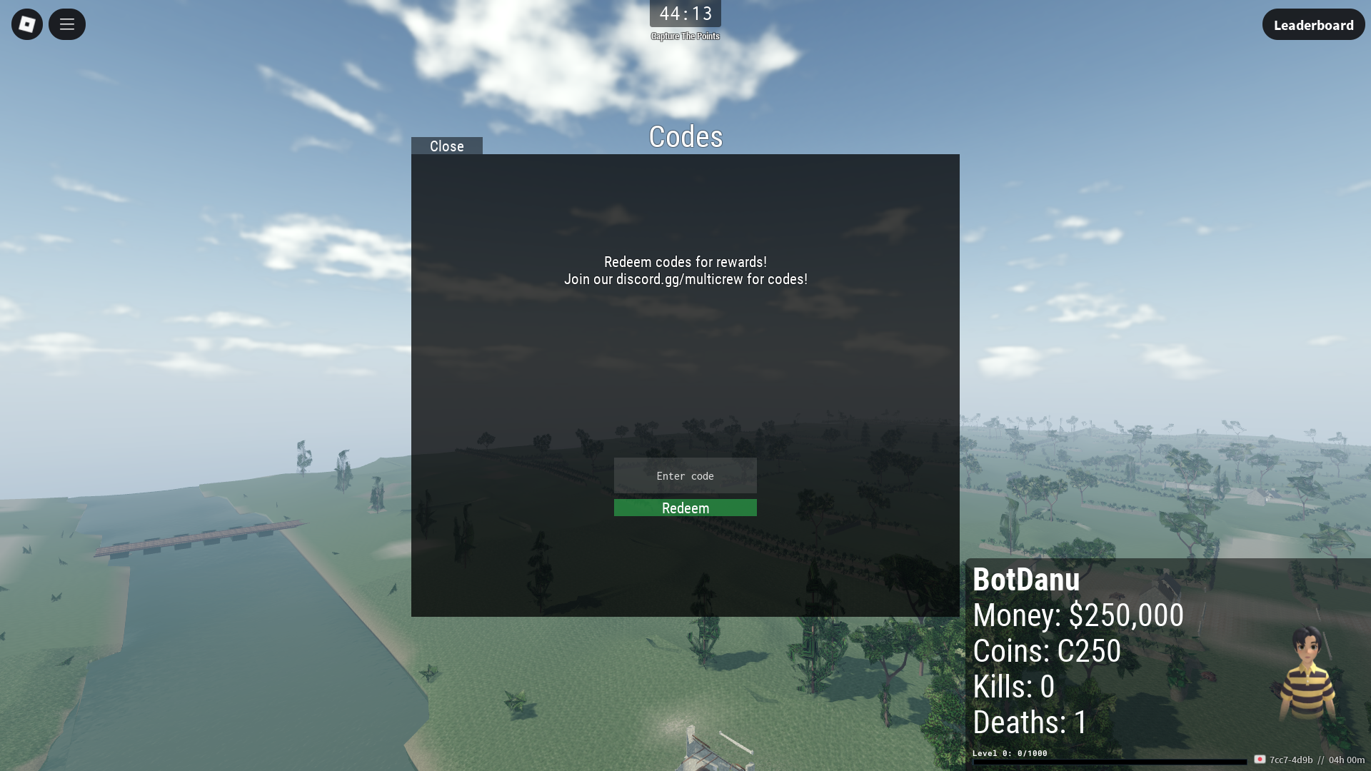Redeeming codes (Image via Roblox)