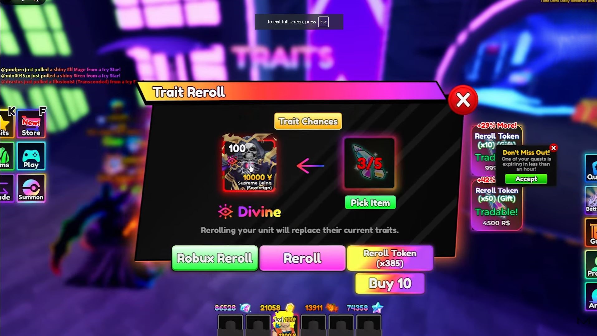 Divine Trait - Anime Adventures (Image via Roblox)