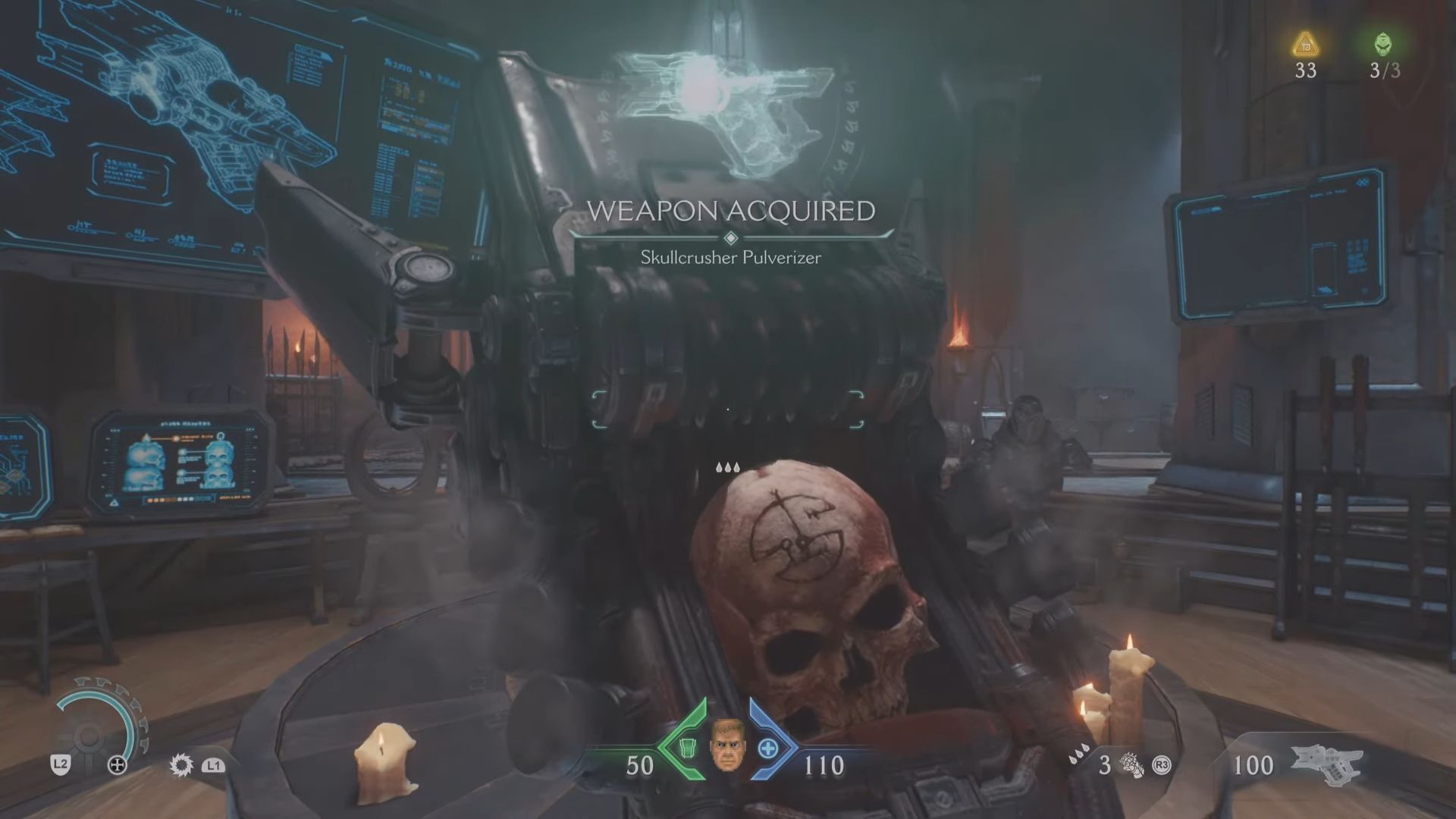 Skullcrusher Pulverizer is one of the best weapons against Enhanced Ahzrak in this Doom The Dark Ages boss fight.