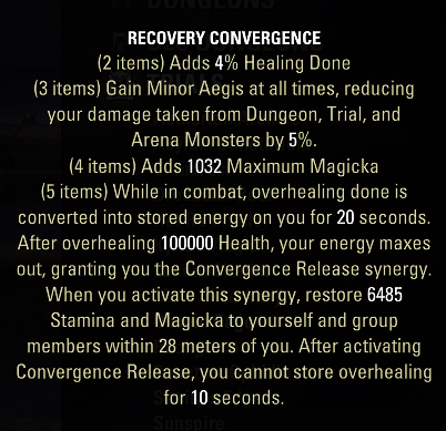 ESO Recovery Convergence piece set tooltip