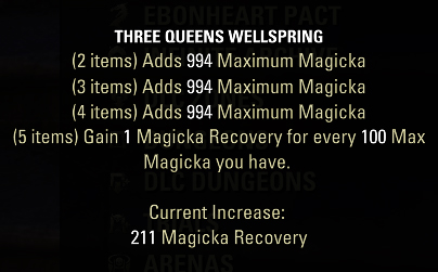 ESO Three Queens Wellspring 5 piece set tooltip