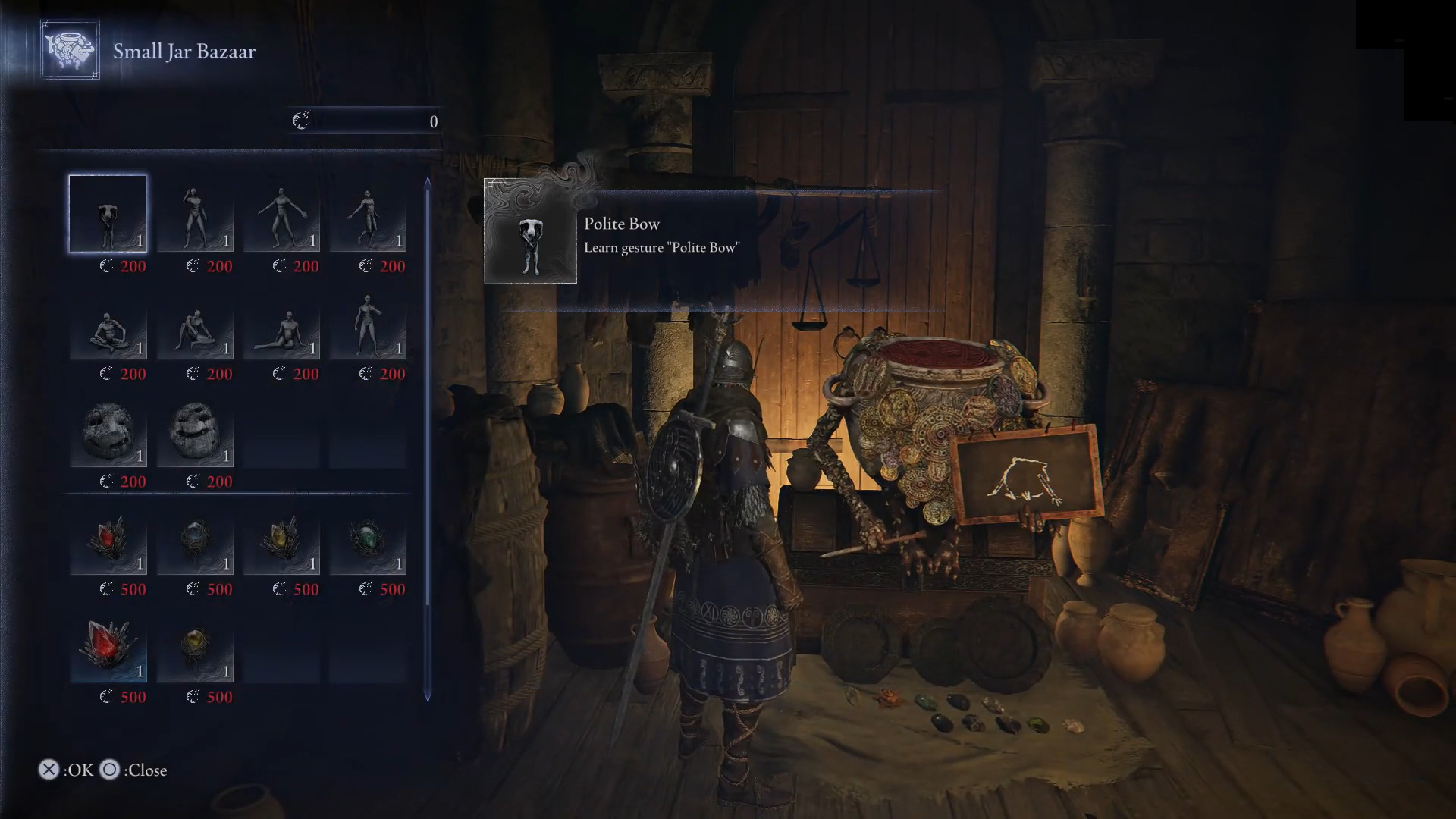 Buy some emotes from the Small Jar Bazaar (Image via Bandai Namco Entertainment and @MonFacts/YouTube)