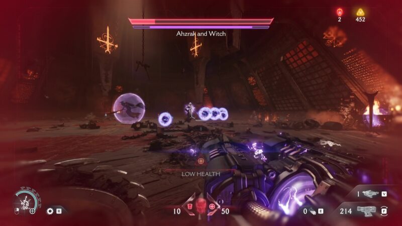 Energy Ball attacks of the Witch in Phase 1 of the boss fight in Doom The Dark Ages.