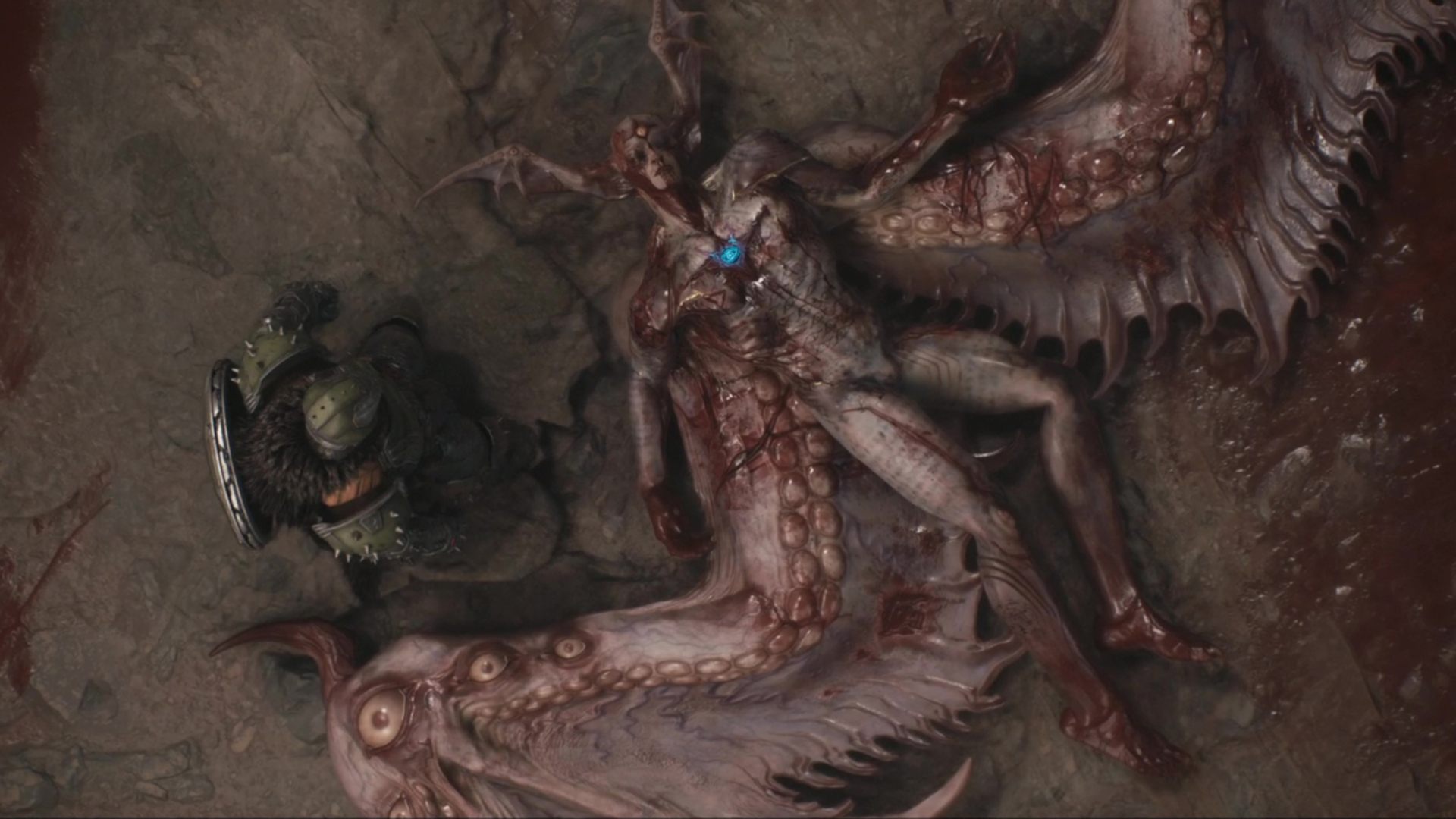 Enhanced Ahzrak after being defeated in Phase 3 of the boss fight in Doom The Dark Ages.