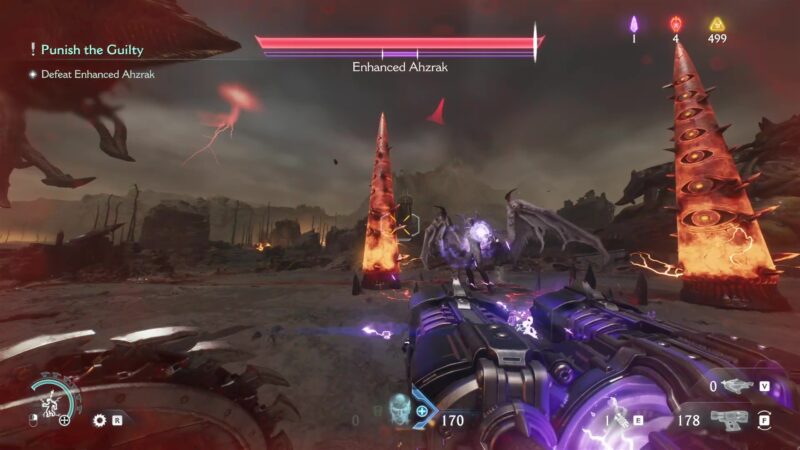 Enhanced Ahzrak will summon four of these fiery spikes in Phase 2 of the boss fight in Doom The Dark Ages.