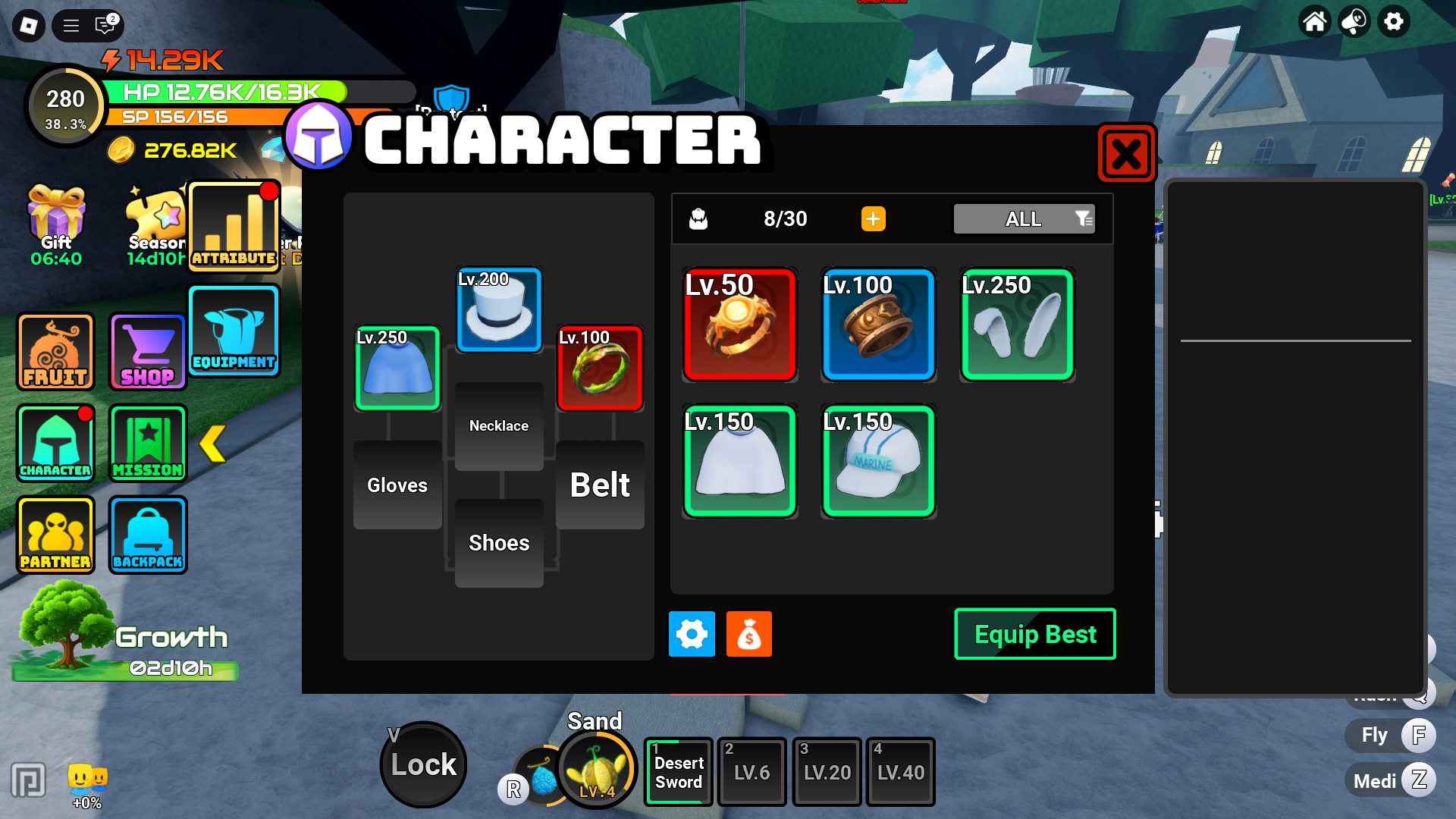 Equip the best gear (Image via Roblox Corporation)