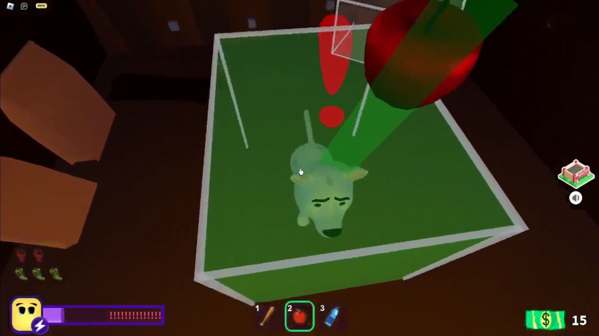 Feeding Twado the dog (Image via Roblox)