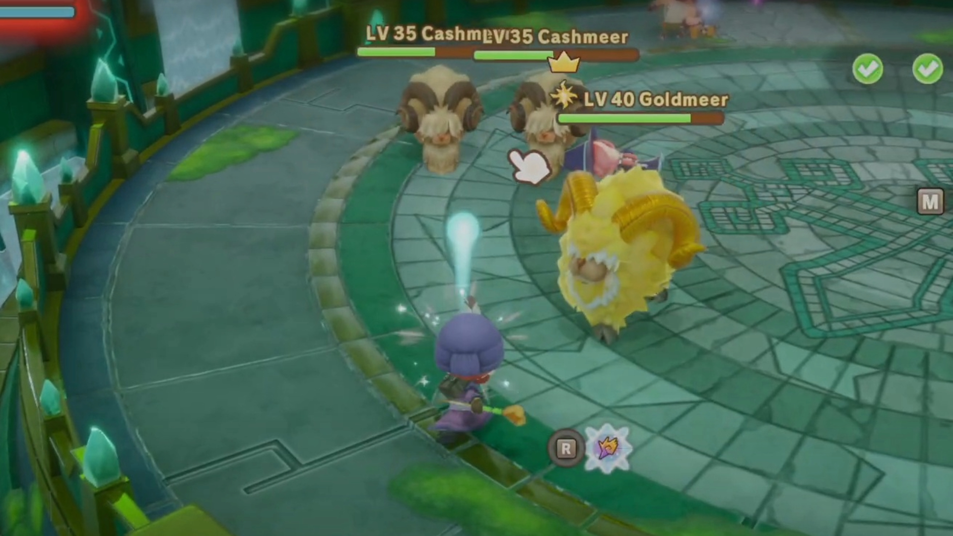 Fighting the Goldmeer boss in the final round