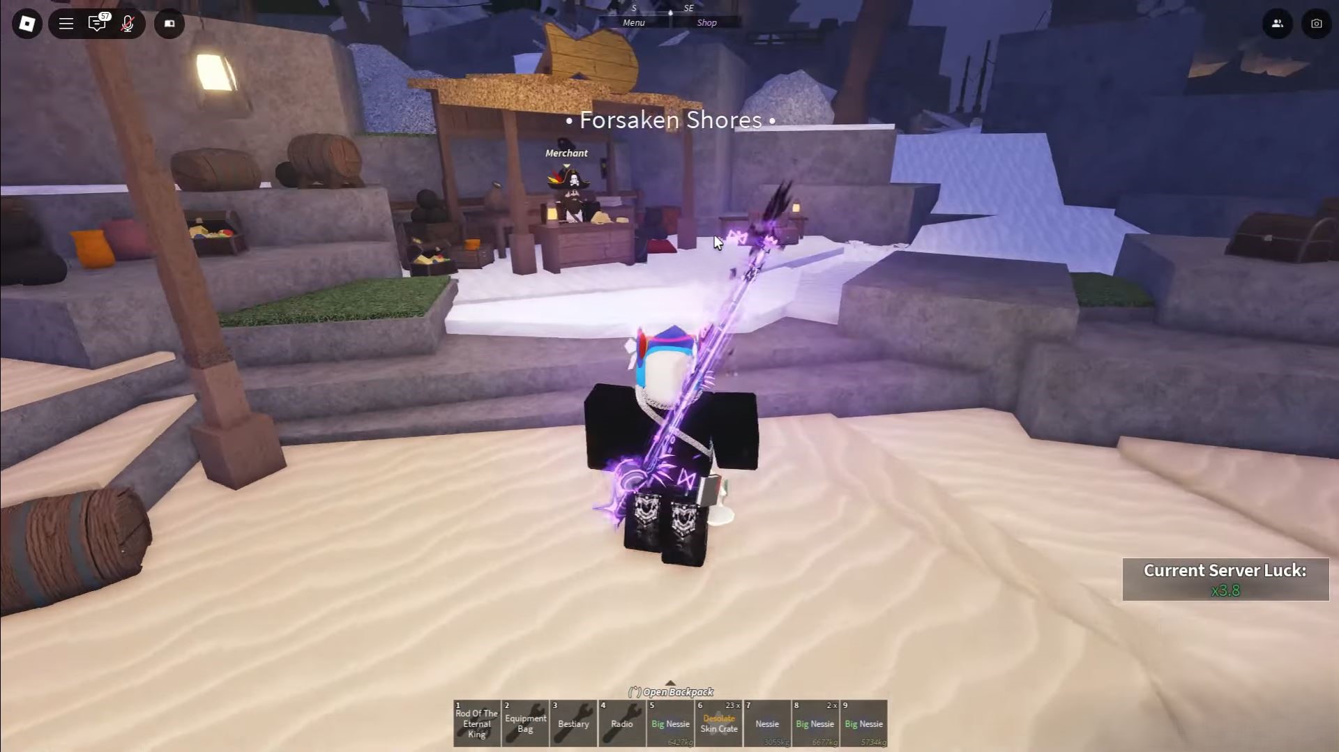 Forsaken Shores in Fisch (Image via Roblox)