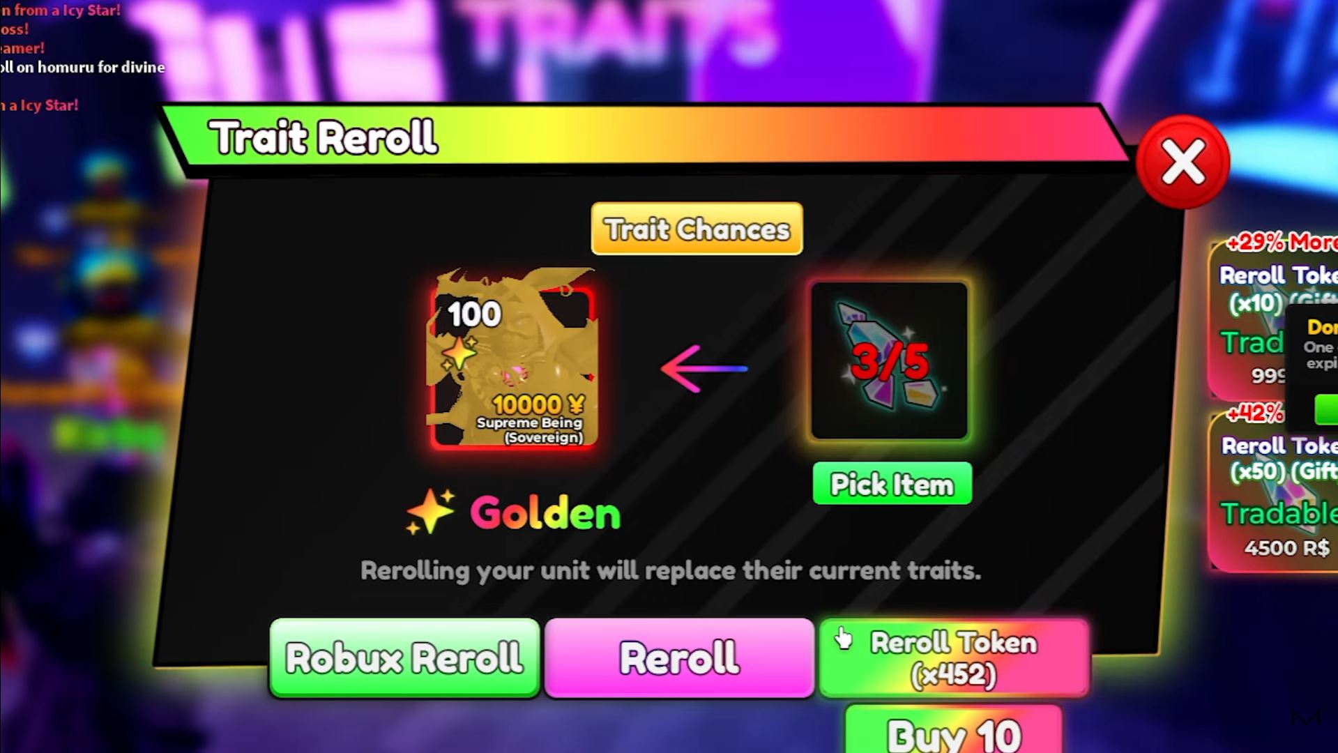 Golden Trait - Anime Adventures (Image via Roblox)