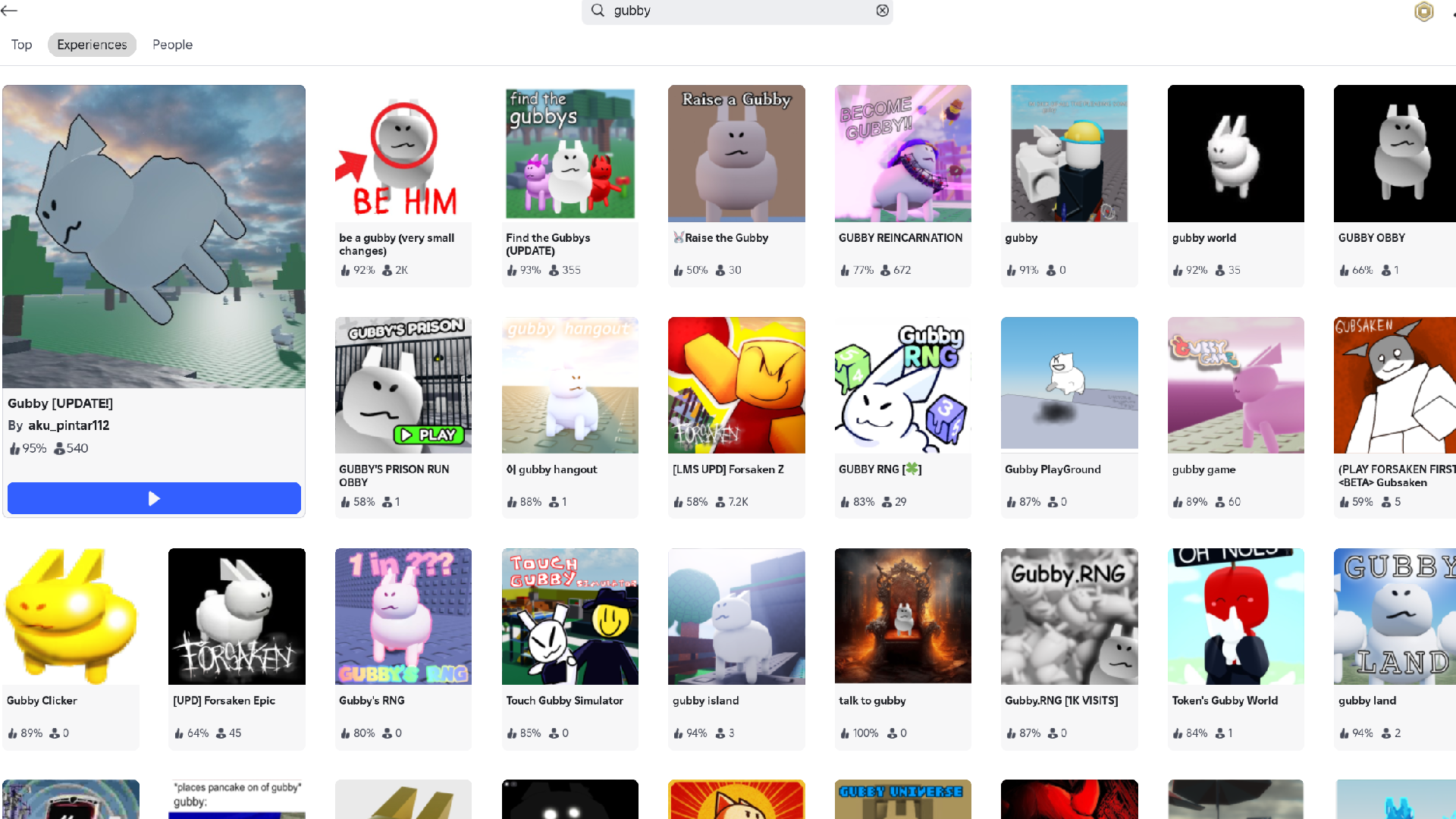 Gubby games on Roblox (Image via Roblox)