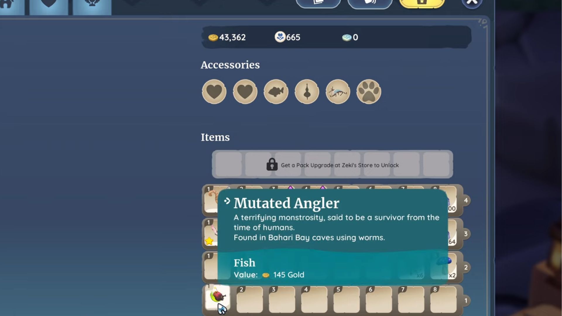 The Mutated Angler only appears in Bahari Bay caves