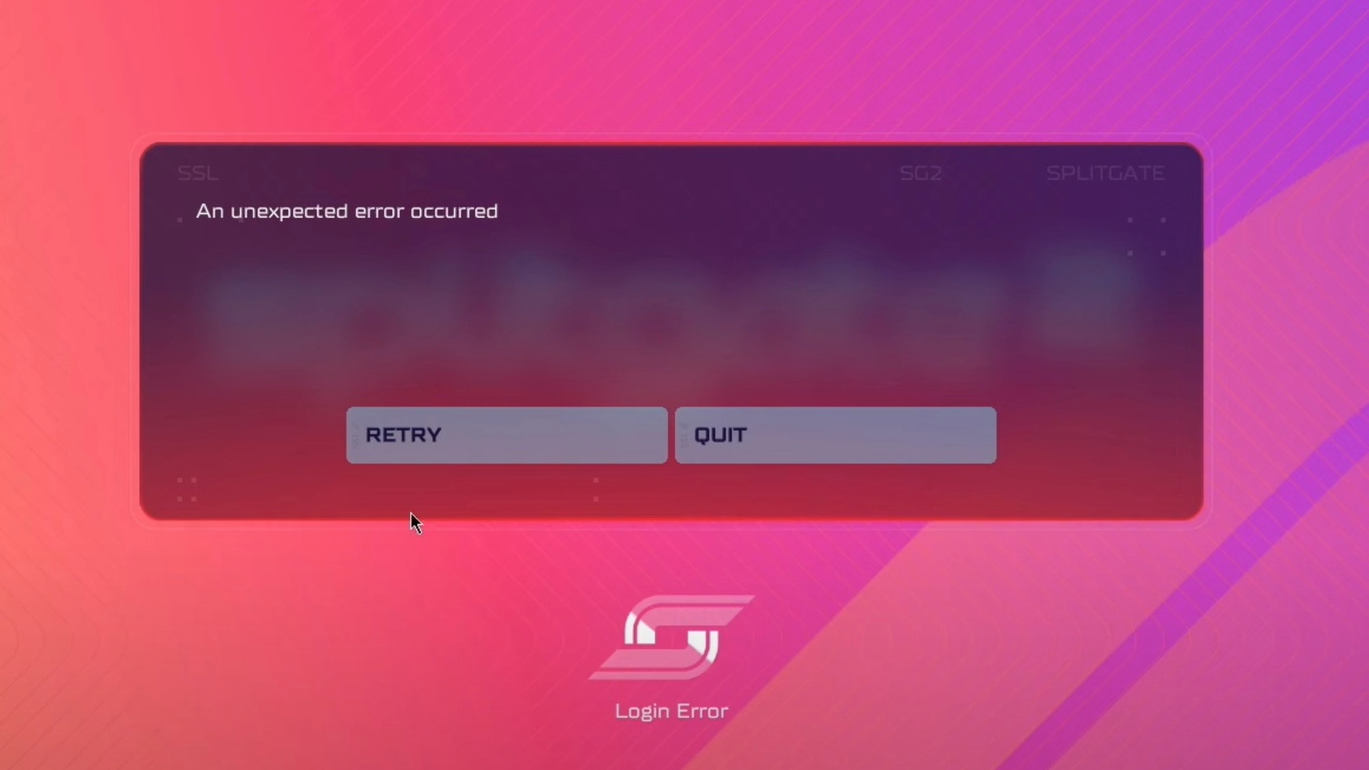 Login Queue Error screen