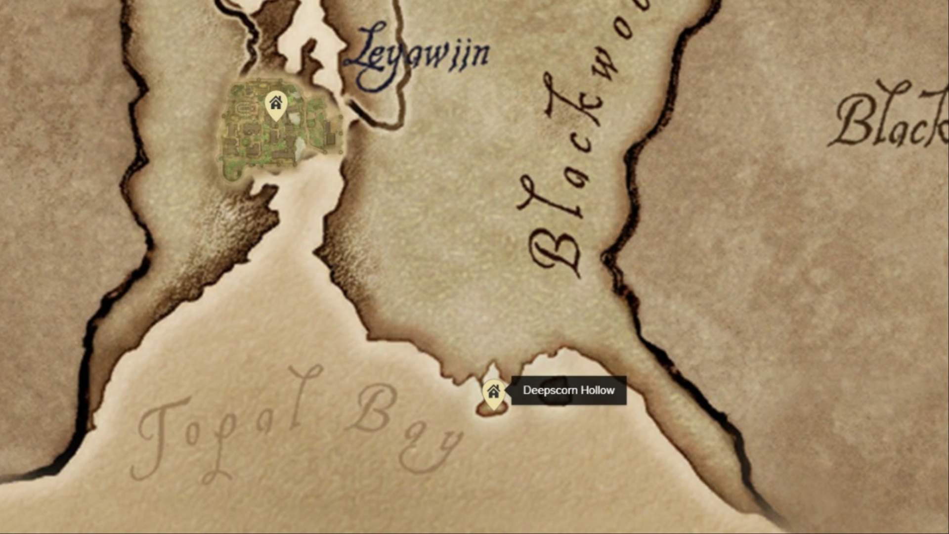 Location of Deepscorn Hollow (Image via Bethesda Softworks)