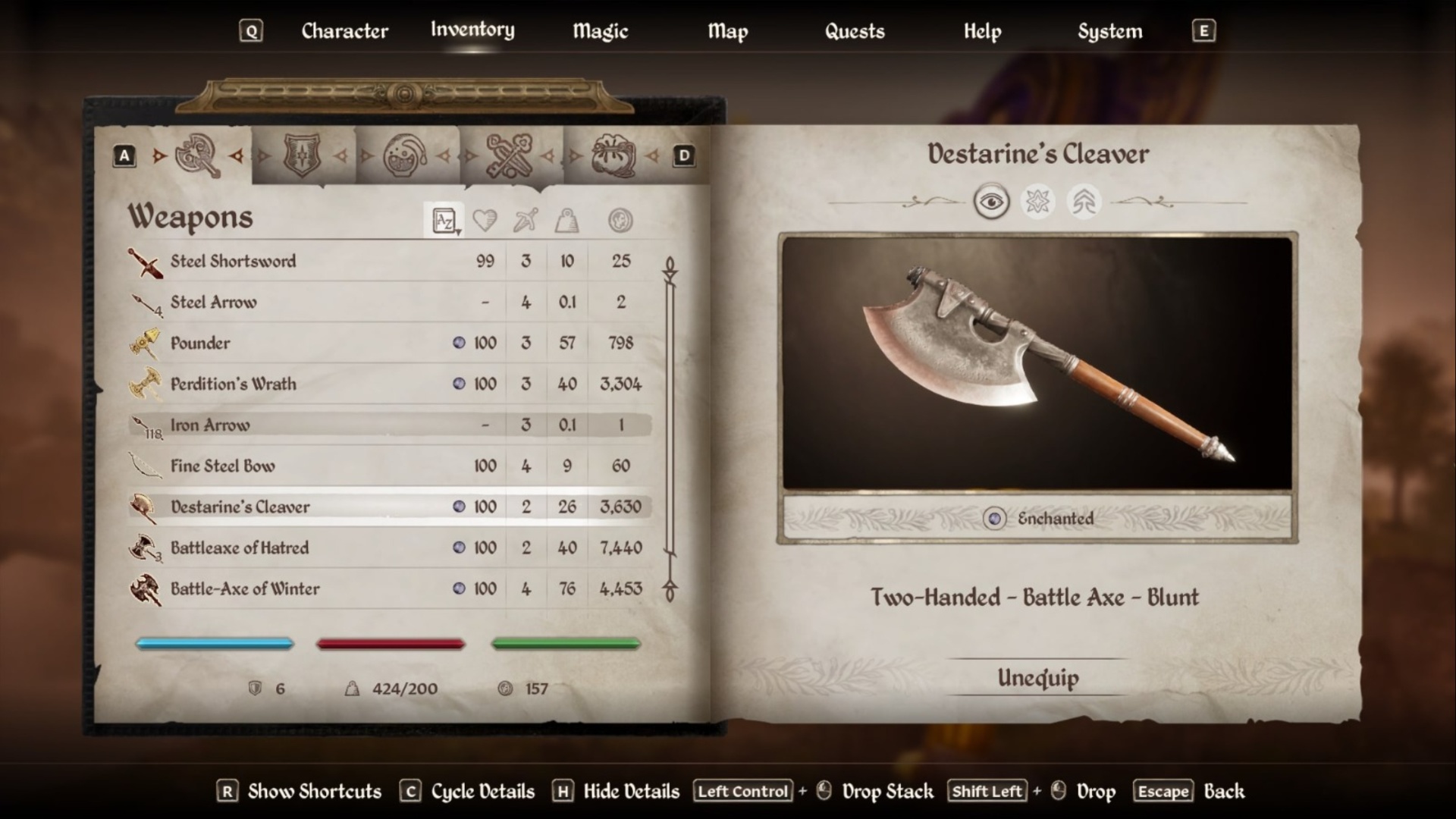Destarine's Cleaver is small but deadly (Image via Bethesda Softworks)