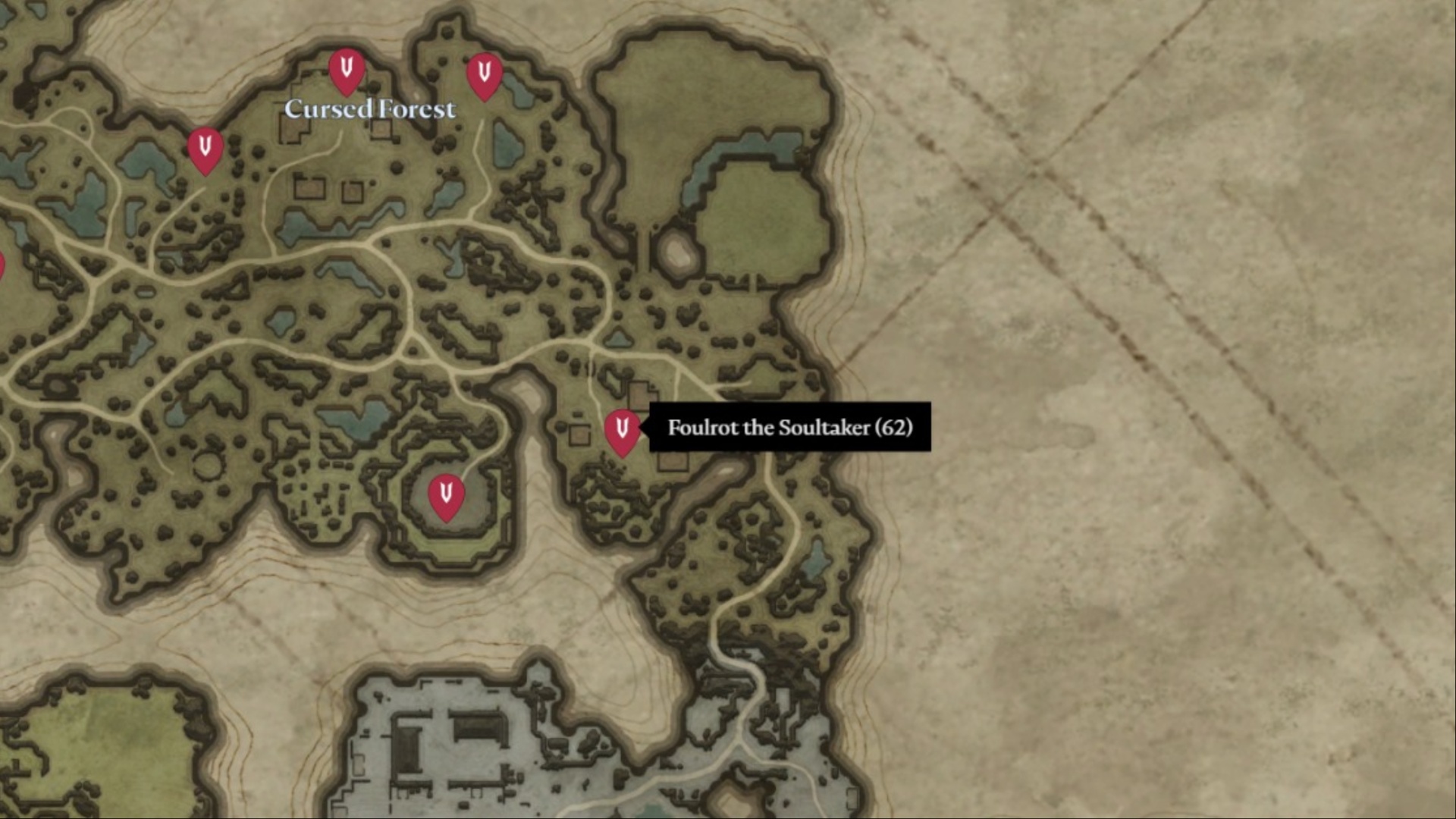 Locations of Foulrot the Soultaker (Image via Stunlock Studios)