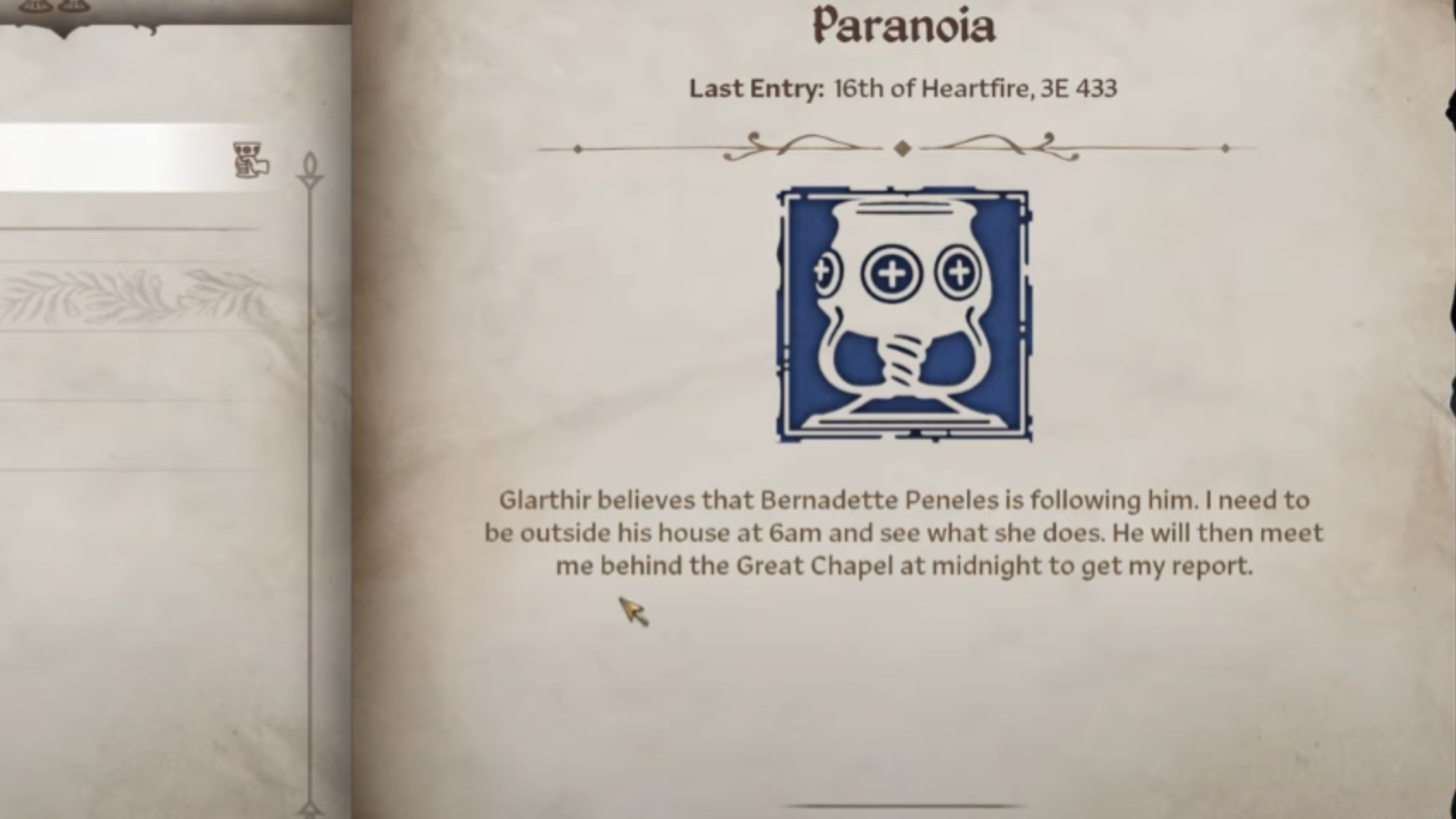 One of the objectives of the Paranoia Quest (Image via Bethesda)