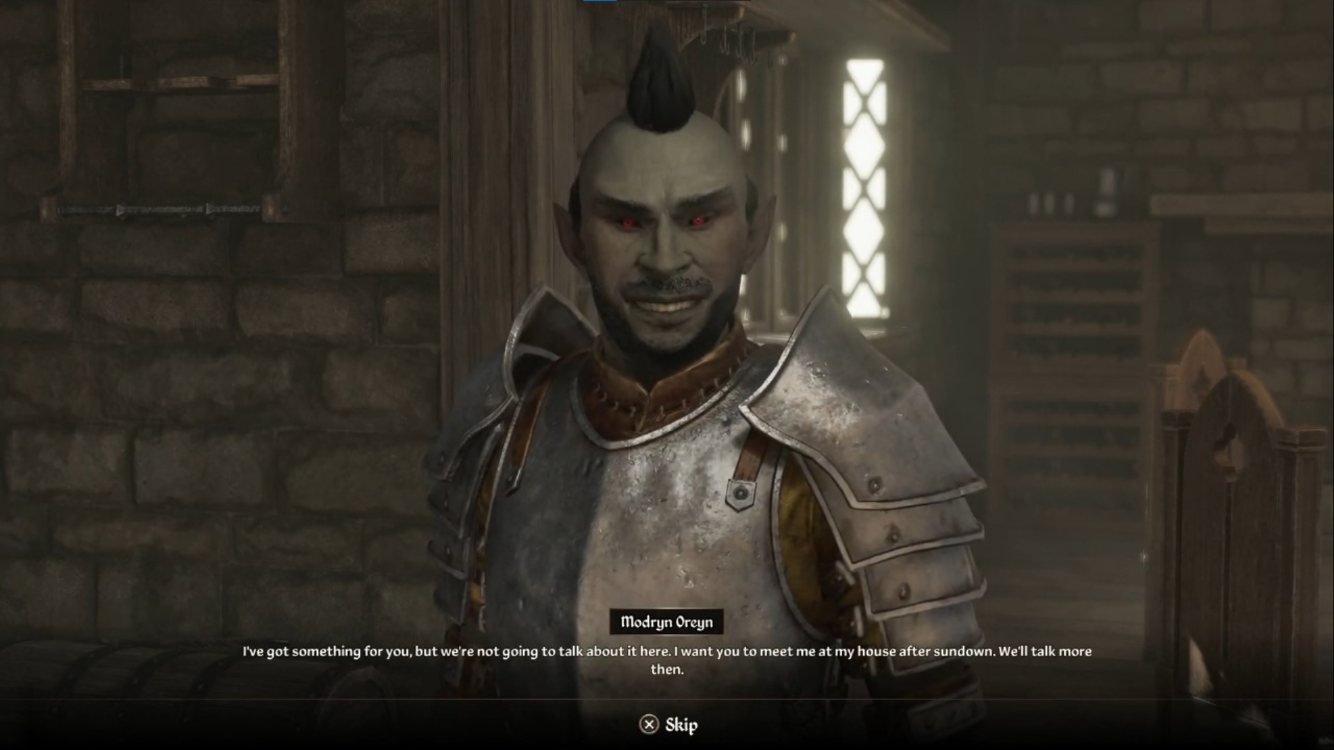 Talk to Modryn to start the quest (Image via Bethesda Softworks)