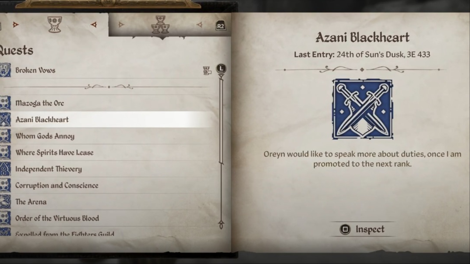 Azani Blackheart quest in Oblivion Remastered (Image via Bethesda Softworks)