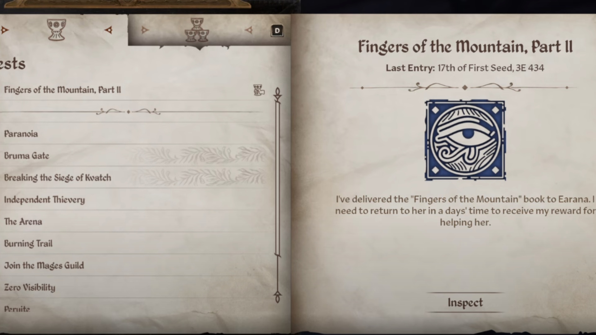 The Fingers of the Mountain Part 2 Quest (Image via Bethesda Softworks)