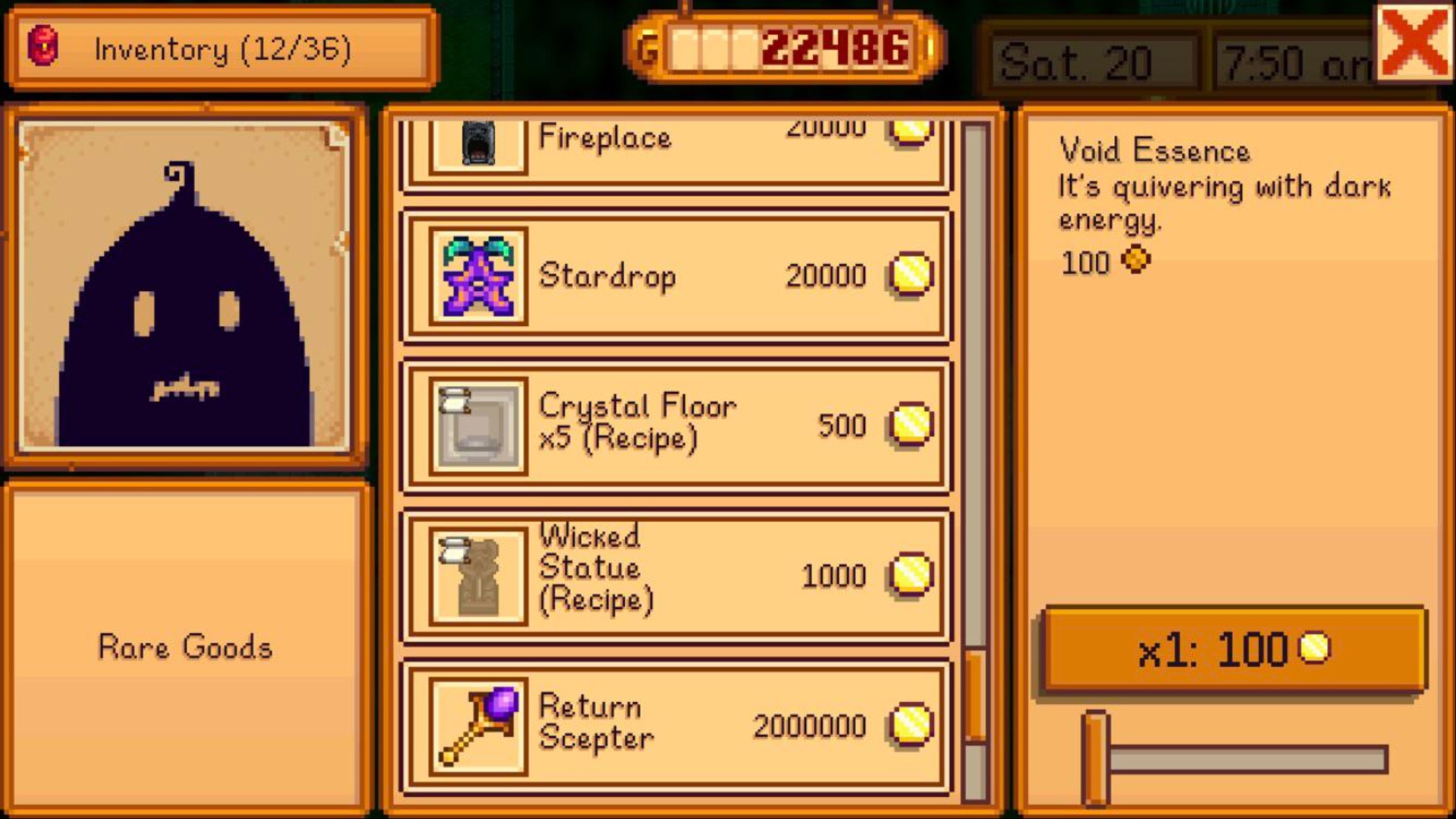 Stock in Krobus’ Shop in Stardew Valley (Image via ConcernedApe)
