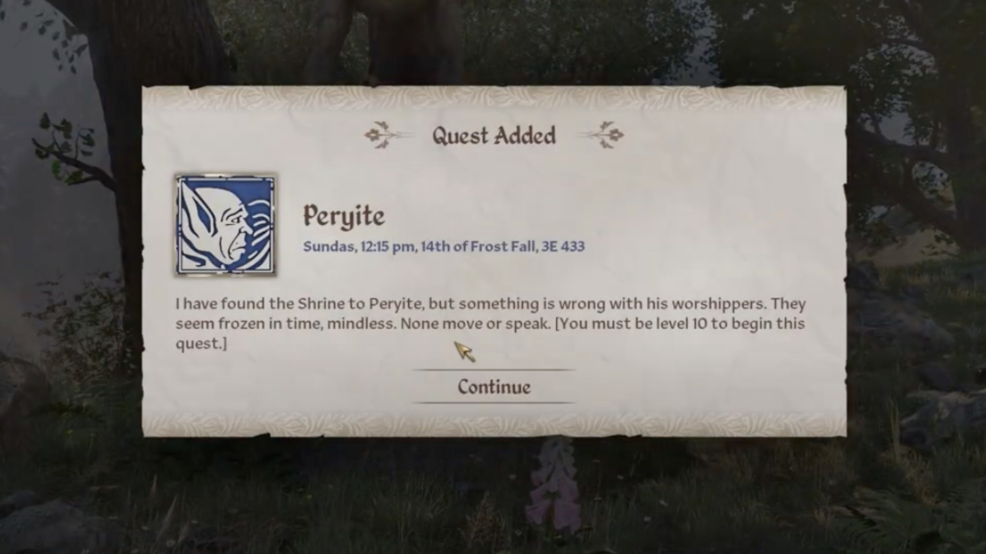 An Objective of the Peryite Quest (Image via Bethesda) Oblivion Remastered