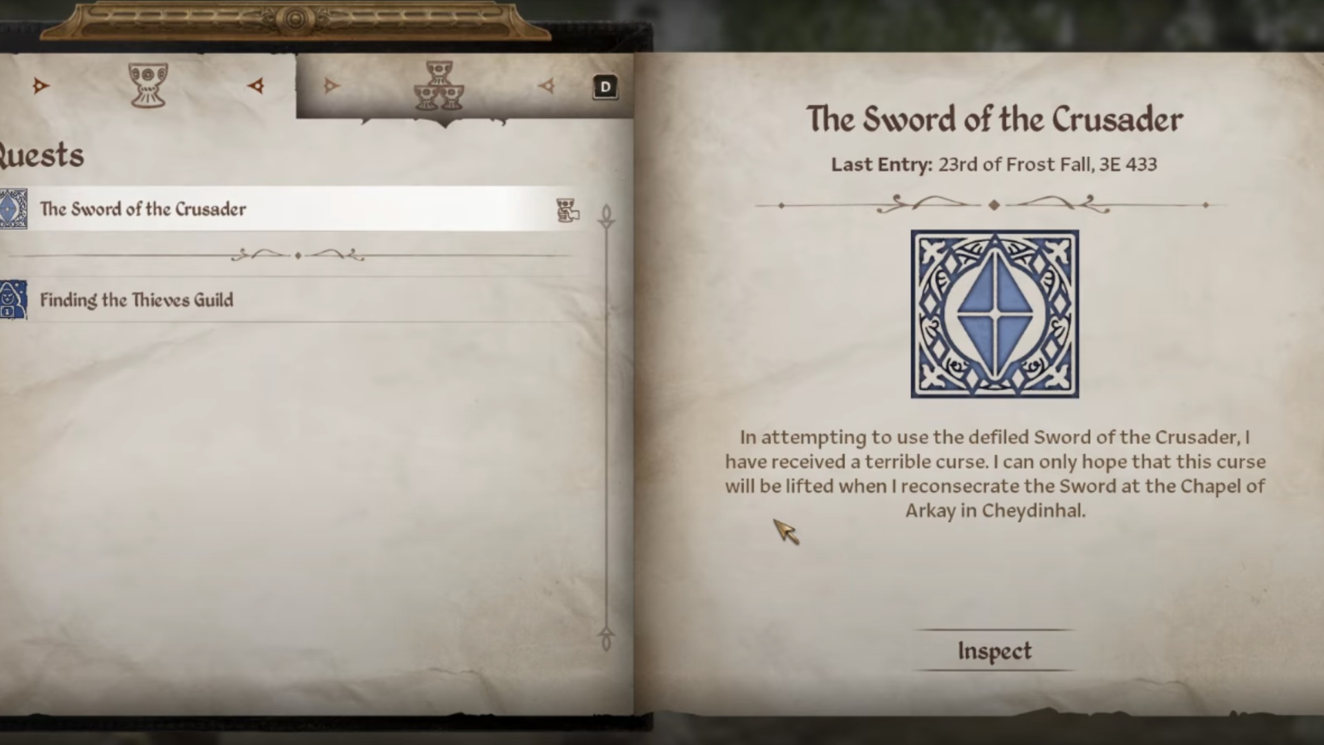 The Sword of Crusader has an attached curse (Image via Bethesda | ZaFrostPet/YouTube)