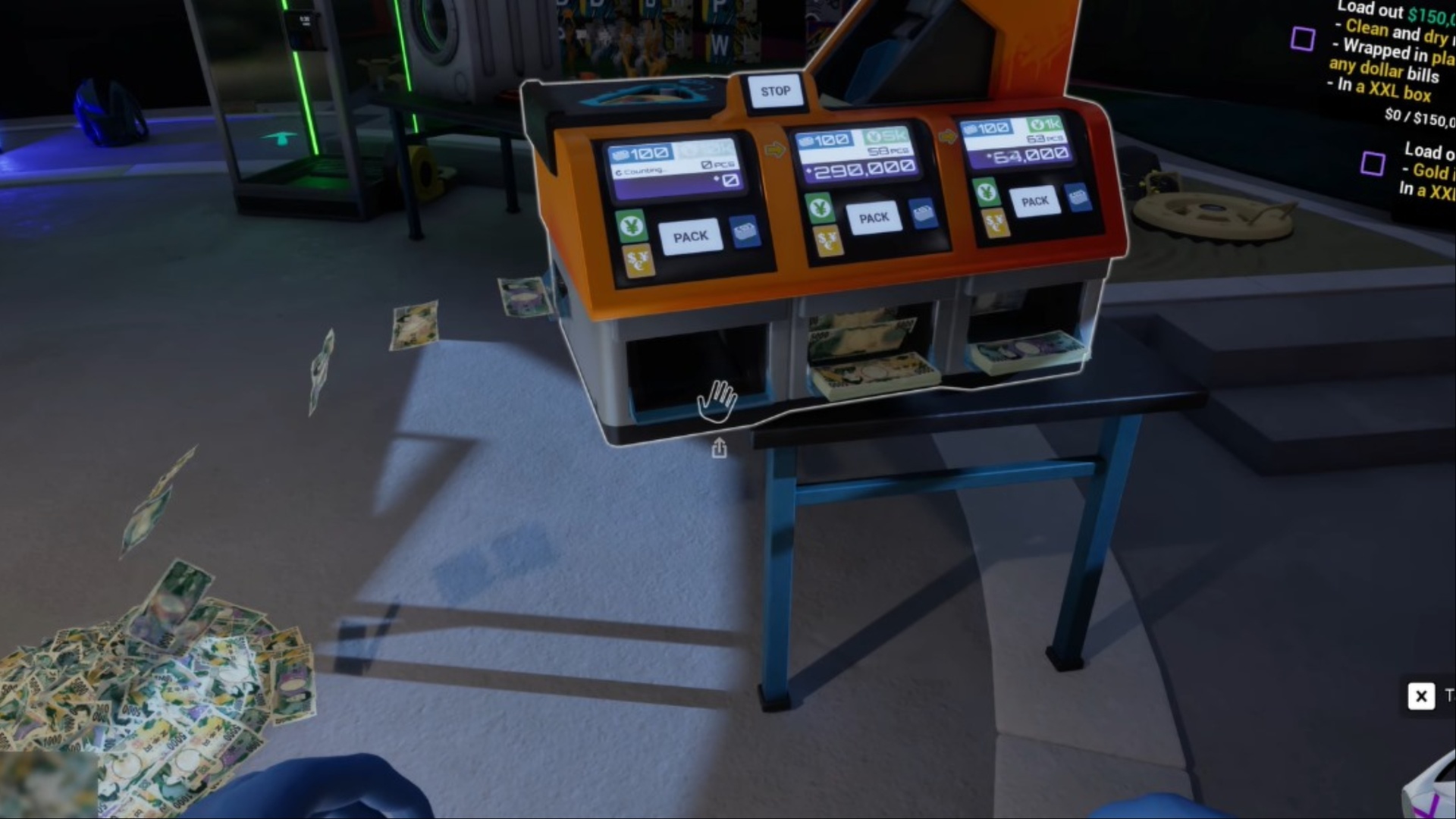 Pack the cash in neat plastic stacks (Image via Forklift Interactive & Digital Pajamas)