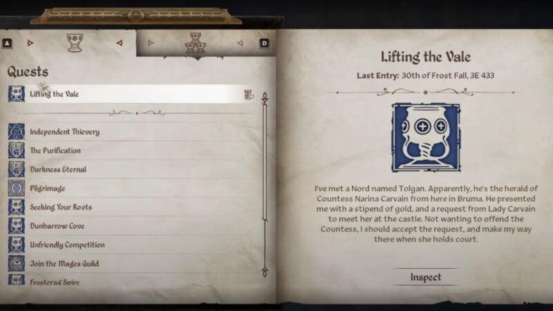 An Intel about the Lifting the Vale quest