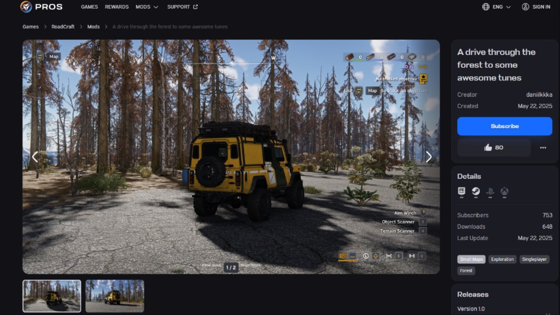 Add Roadcraft mods using a PROS account (Image via Deltia’s Gaming)
