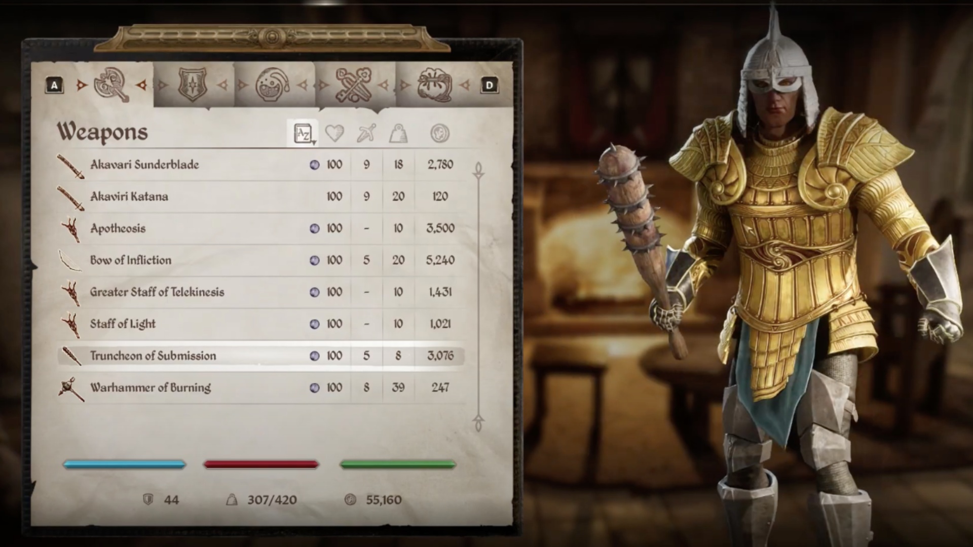 Detailed Stats of Truncheon of Submission (Image via Bethesda Softworks | TheNomadGuides/YouTube)