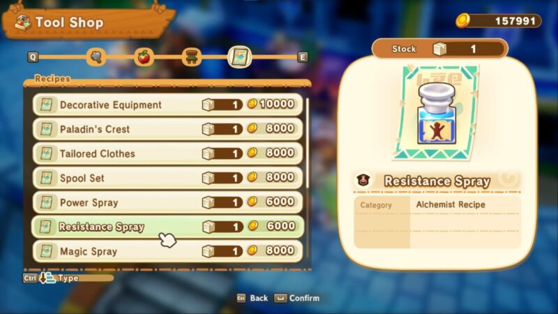 Resistance Spray recipe in Fantasy Life i The Girl Who Steals Time (Image via LEVEL5 Inc)