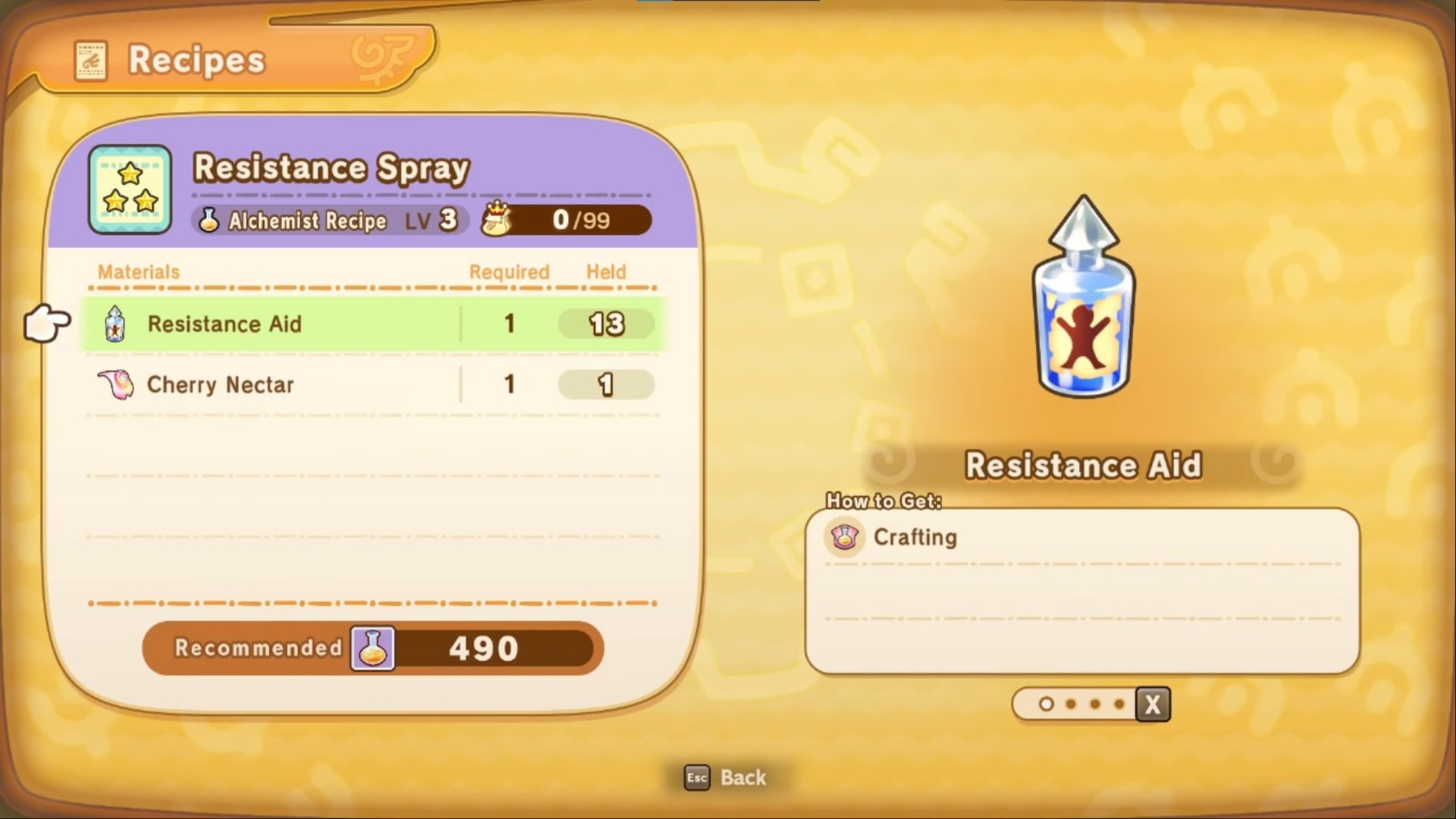 Items required to make one Resistance Spray (Image via LEVEL5 Inc)