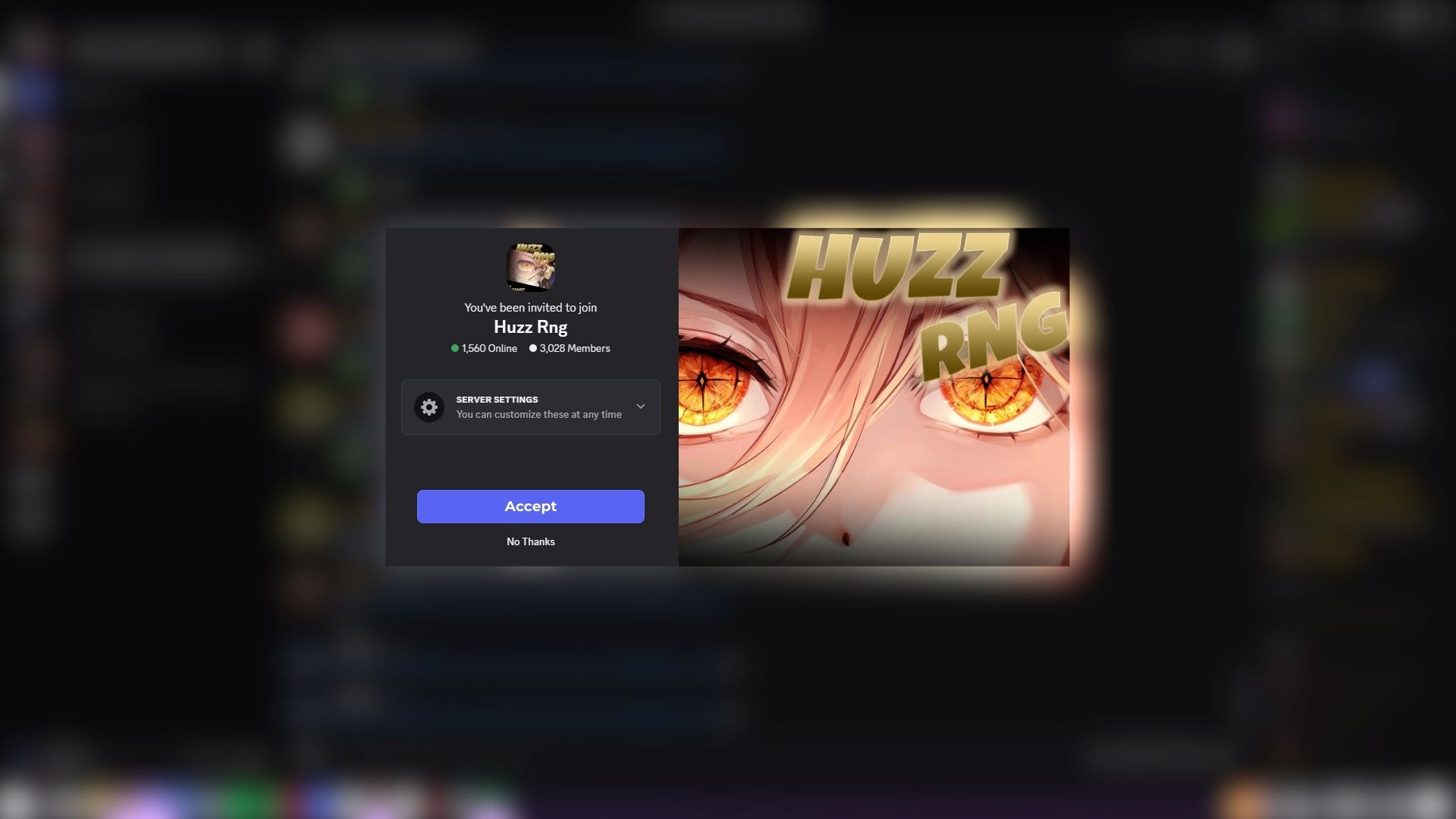 Official Huzz RNG Discord Server (Image via Discord)