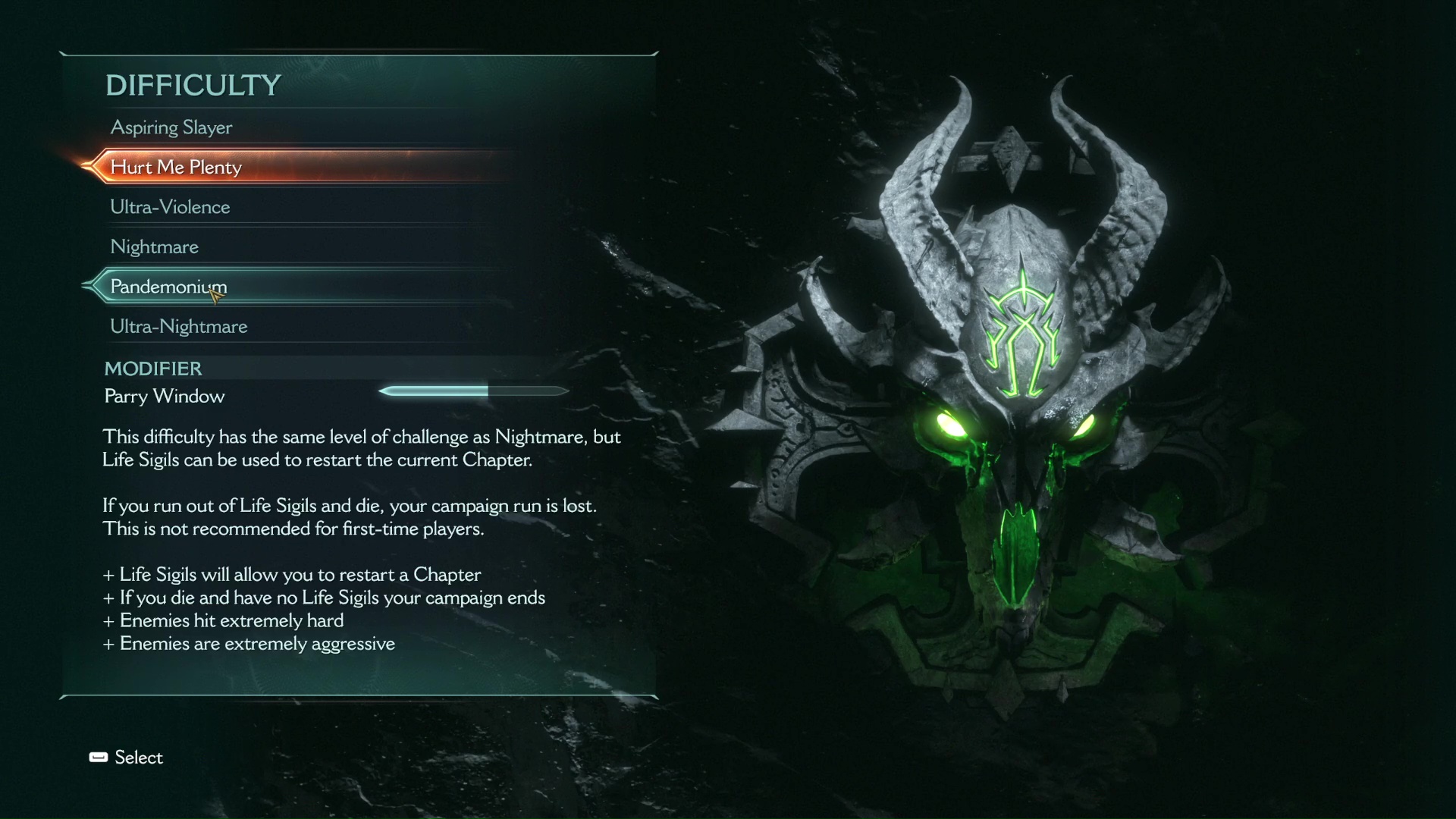 Pandemonium difficulty in DOOM The Dark Ages.