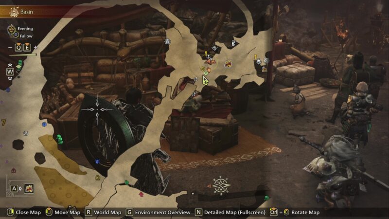 Quinn's location in the Oilwell Basin Base Camp in Monster Hunter Wilds.