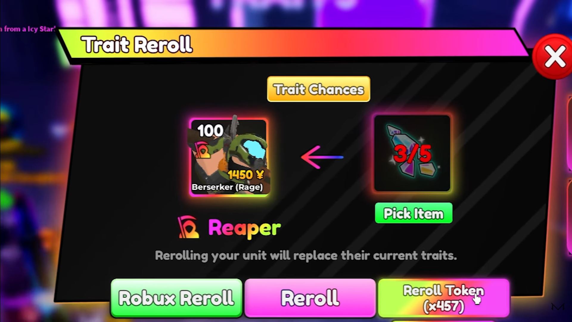 Reaper Trait - Anime Adventures (Image via Roblox)