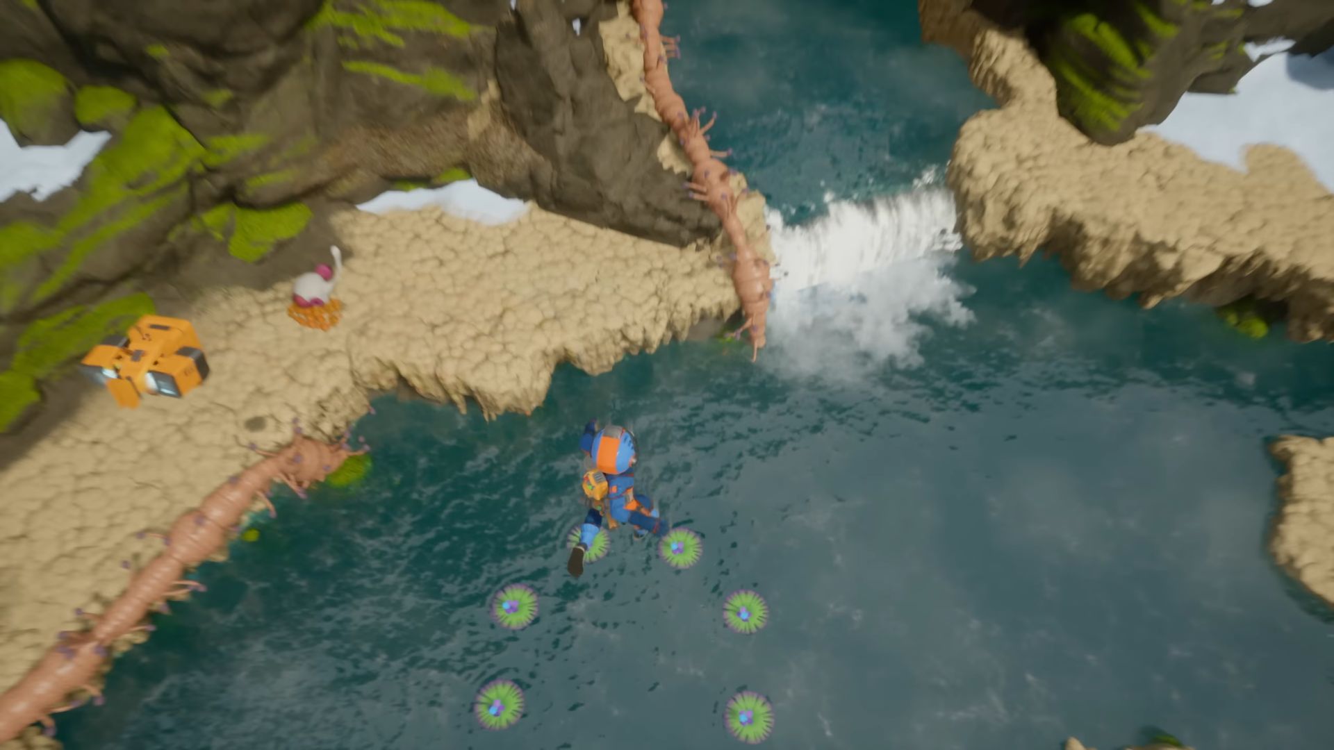 Press the prompt button right before splashing into water