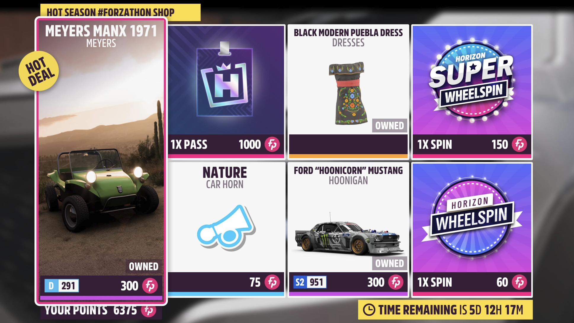 Forzathon shop items to purchase