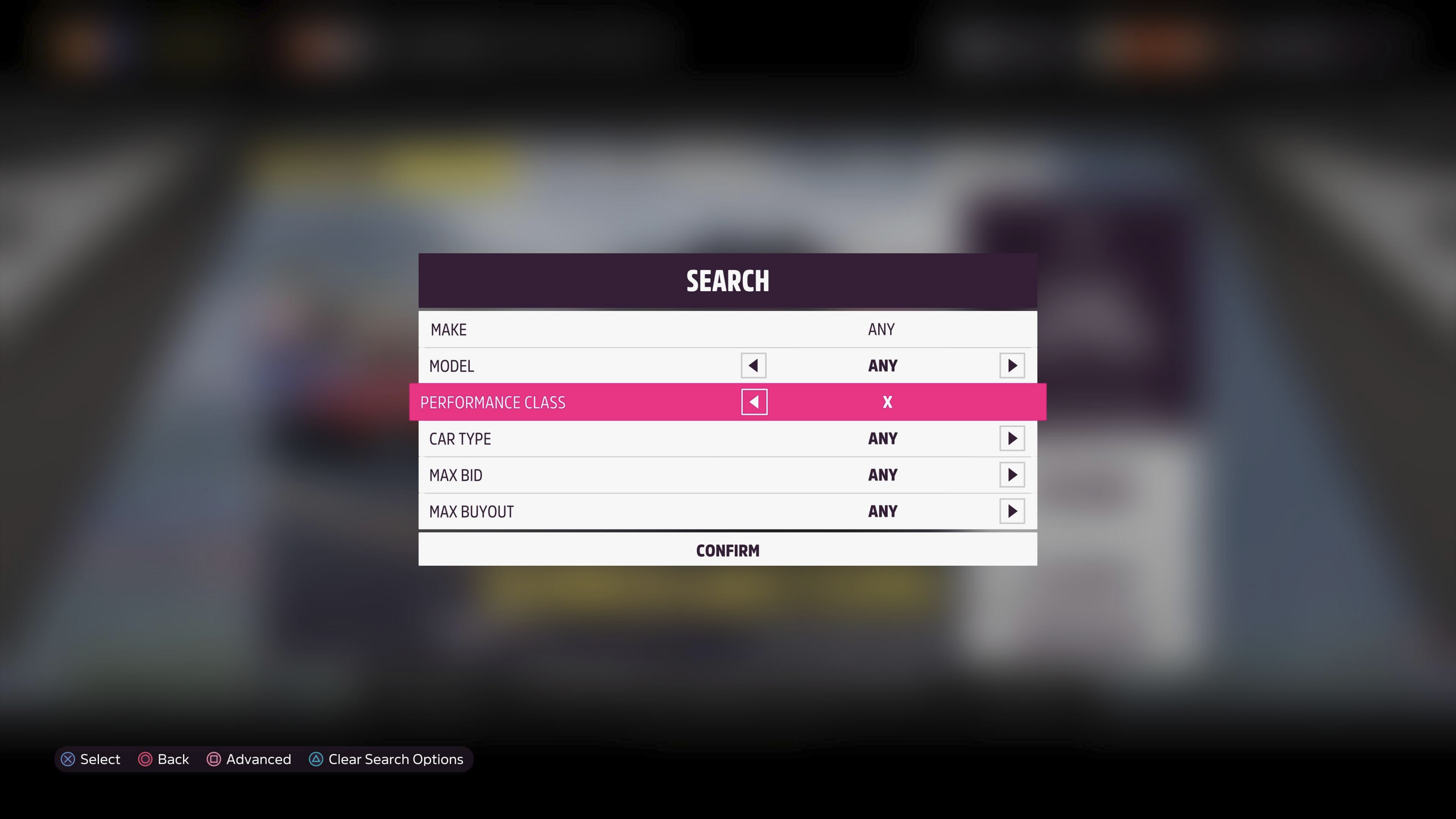 Filter option for searching auction
