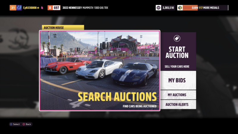 Search Auction in Forza Horizon 5