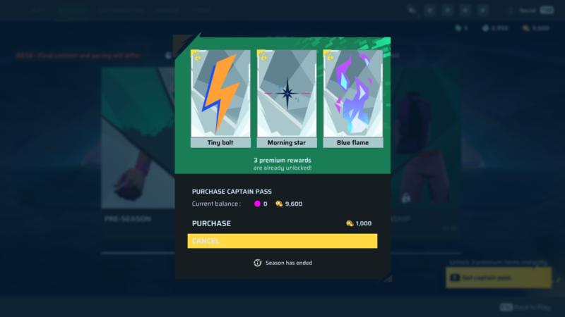 Captain Pass and perks in Rematch