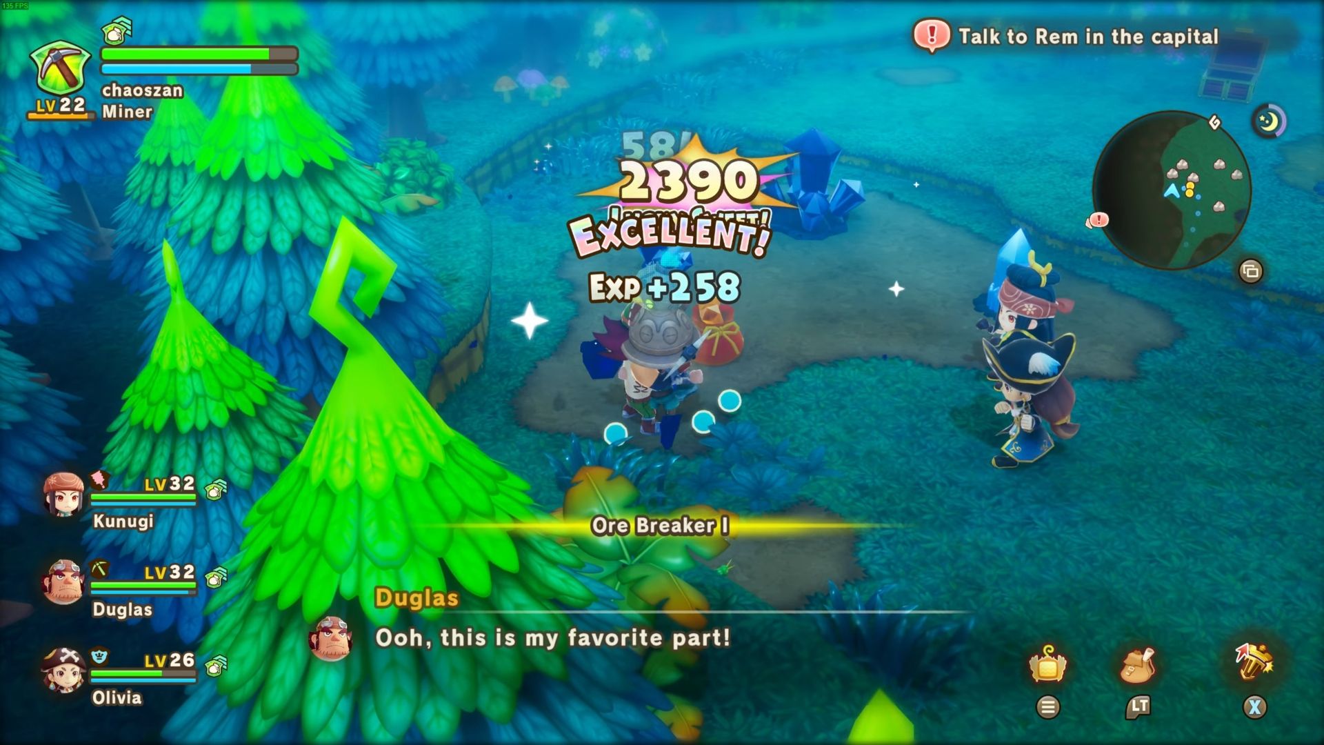 Always try to get the Excellent rating while mining in Fantasy Life i (Image via Level-5 Inc)