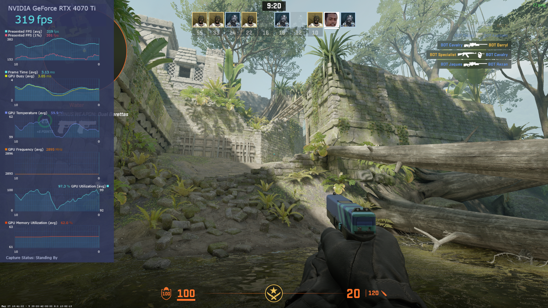 Intel Presentmon showing 1% 0.1% FPS and Average FPS (Image via keen Games)