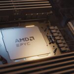 Picture of Epyc processor on a server-grade motherboard