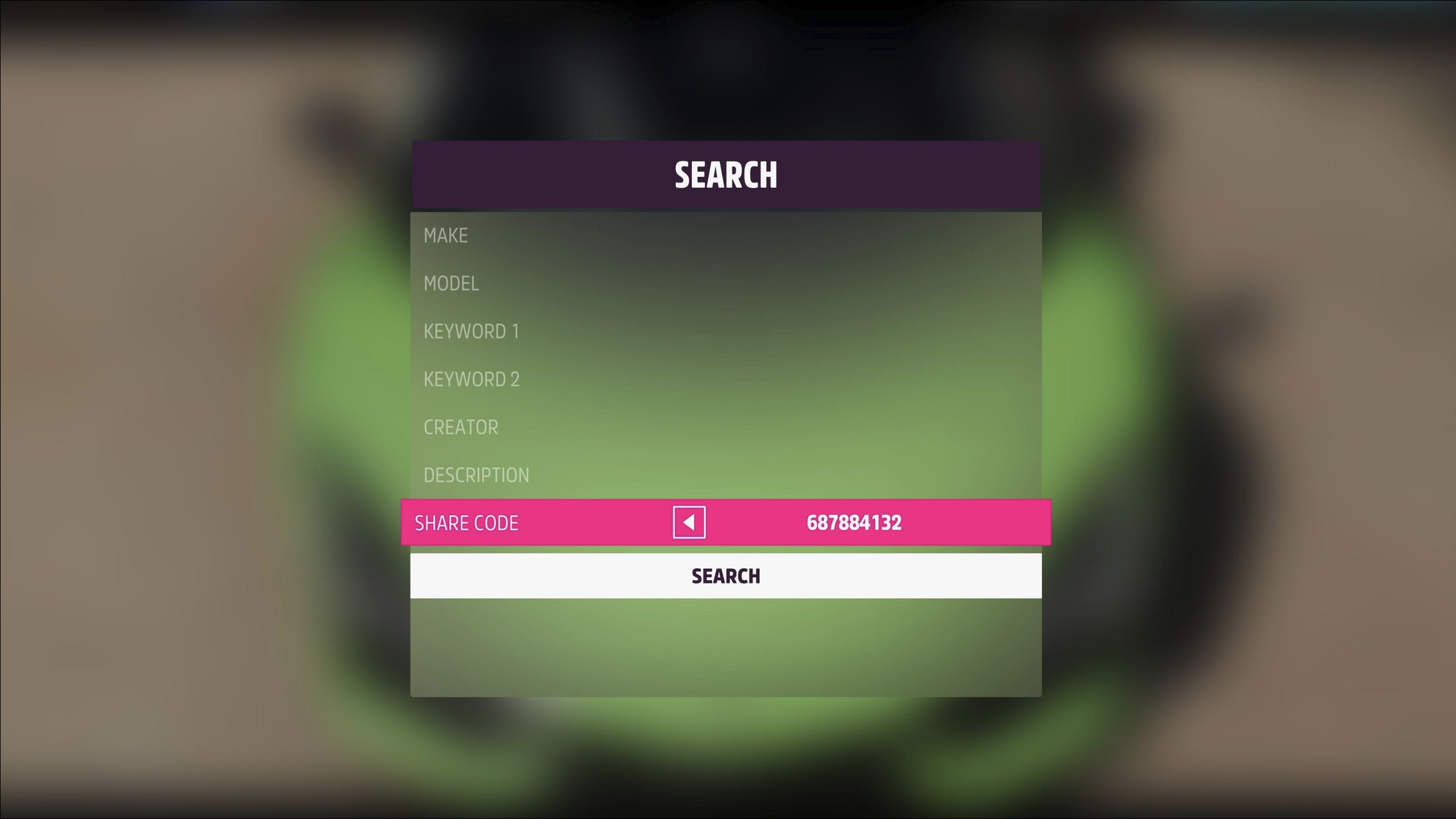 Add the Share Code to find the skin