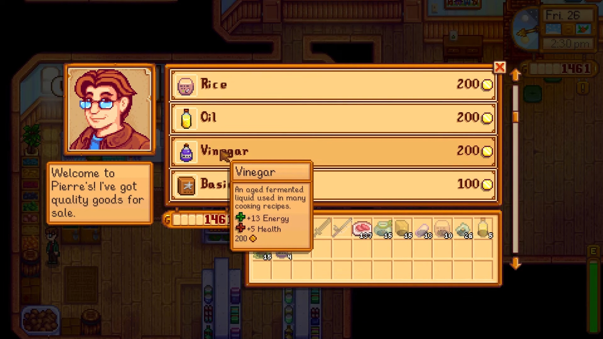 Stardew Valley buying vinegar