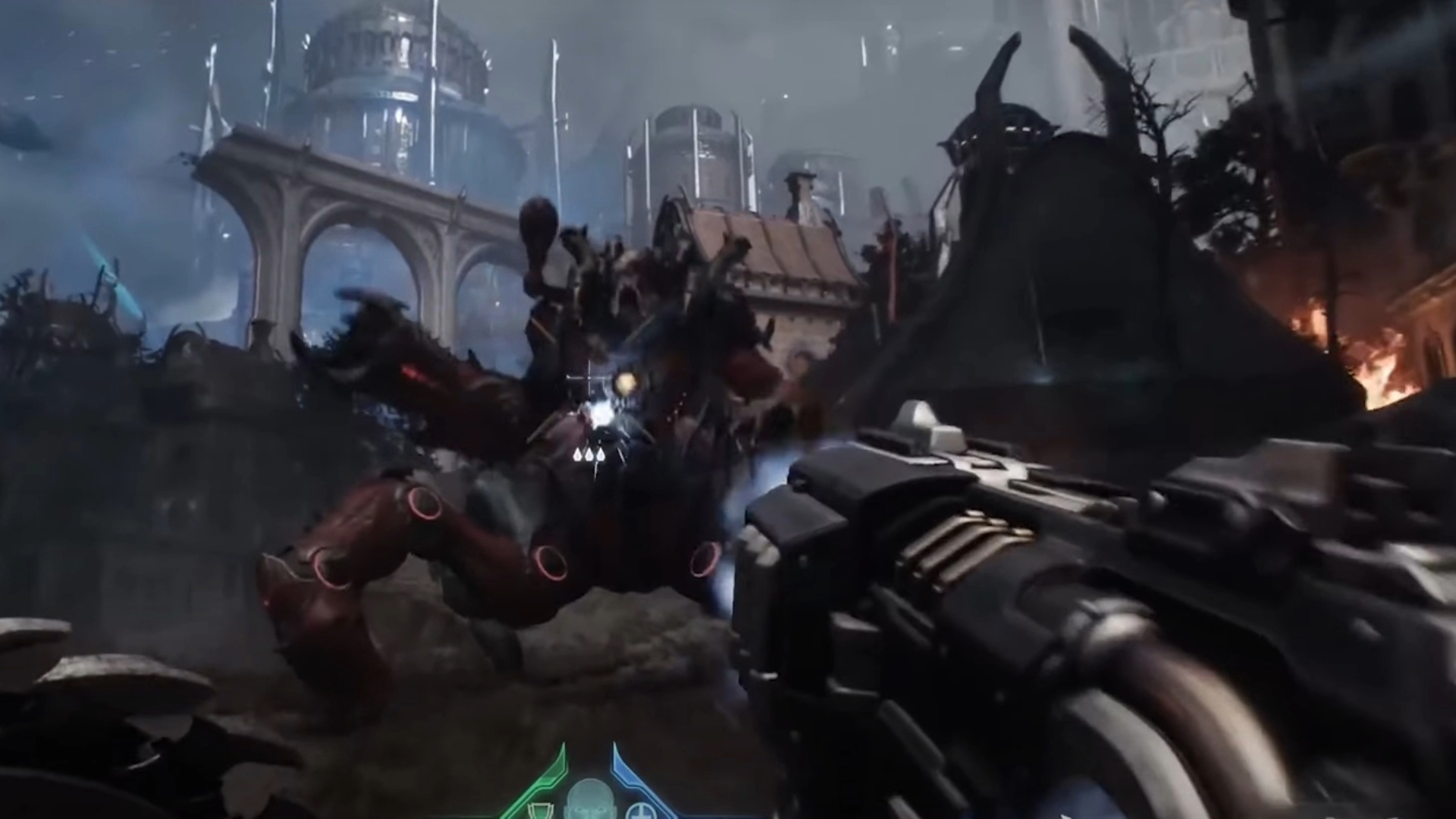 Choose between Heatblast or Mega Cell Upgrade for Plasma Accelerator in Doom The Dark Ages (Source: Bethesda Softworks)