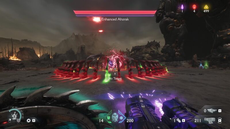 The Radial Spike attack that Enhanced Ahzrak has in Phase 3 of the boss fight in Doom The Dark Ages.