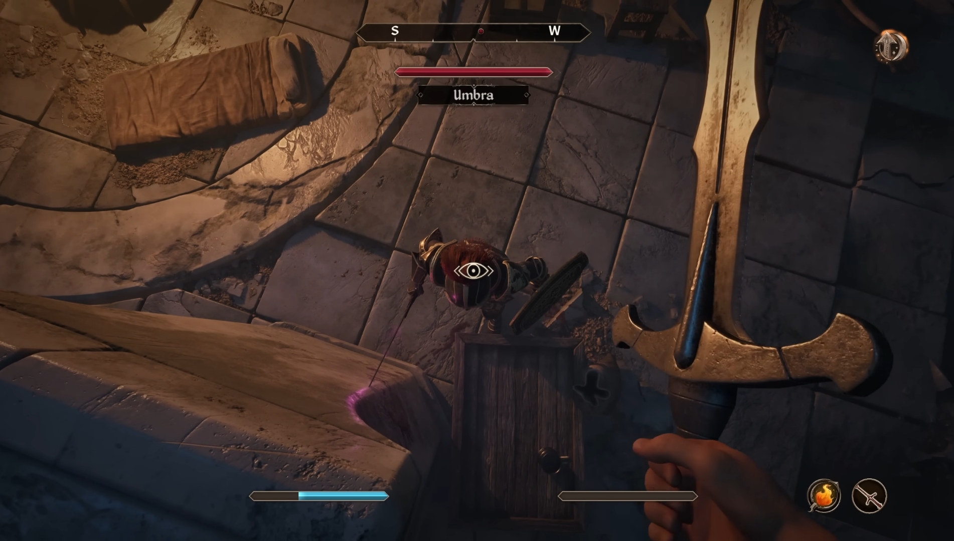 Jump onto the pillar to damage Umbra freely (Image via Bethesda)